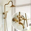 Bath Shower Set Antique Brass Shower System Bathroom Faucet Set Rainfall with Spray Head Europe Bronze Shower Mixer Tap 1