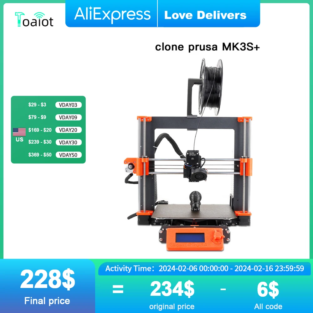 Clone Prusa I3 Mk3S + Kit Completo Mk3S Plus Kit Con Super Pinda E Sensore Di Filamento Aggiornato Impressora 3D Muslimate