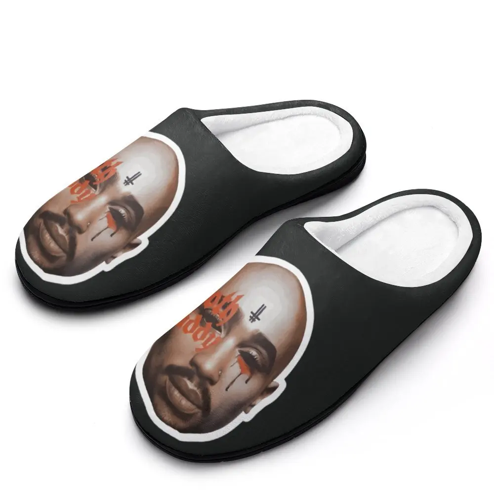 

Tupac Rapper 2Pac DIY дизайнерские хлопковые тапочки дышащая мягкая теплая широкая универсальная домашняя обувь Теплая обувь для спальни