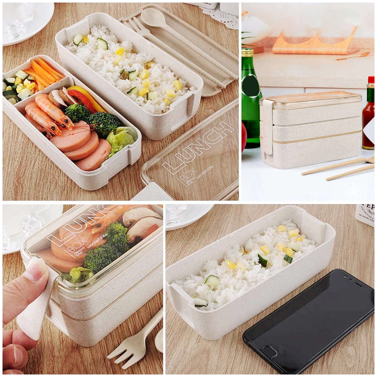 900ml Stackable Bento Box for Kids and Adults