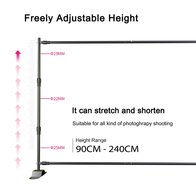 NiceVeedi Hintergrundständer 2,4 M - Professioneller Fotohintergrund Mit Stahlrahmen