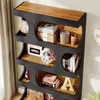 71" Tall Bookcase Set of 2, 4-Tier S-Shaped Bookshelf, Wood Decorative Storage Shelving, Modern Freestanding Display Shelves 6