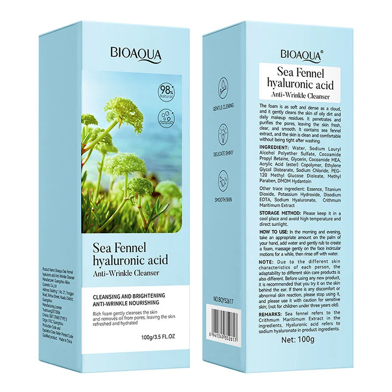 Sea Fennel Hyaluronic Acid Facial Cleanser Moisturizing Firming Brightening Face Wash Foam