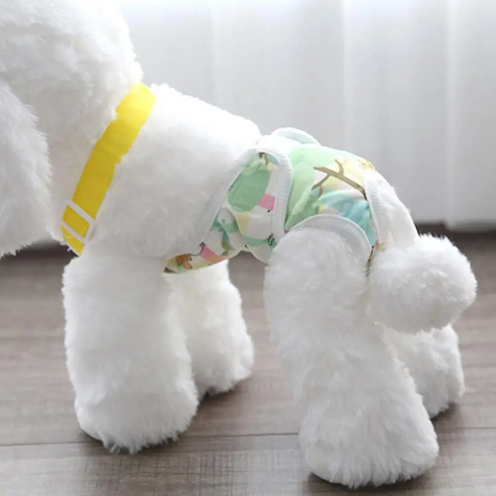 Pet Underwear Adjustable Dog Panties Soft Breathable Pet Menstrual Pants Cartoon Print Belly Style Dog Diapers for Female dog diapers pet diapers dog nappies