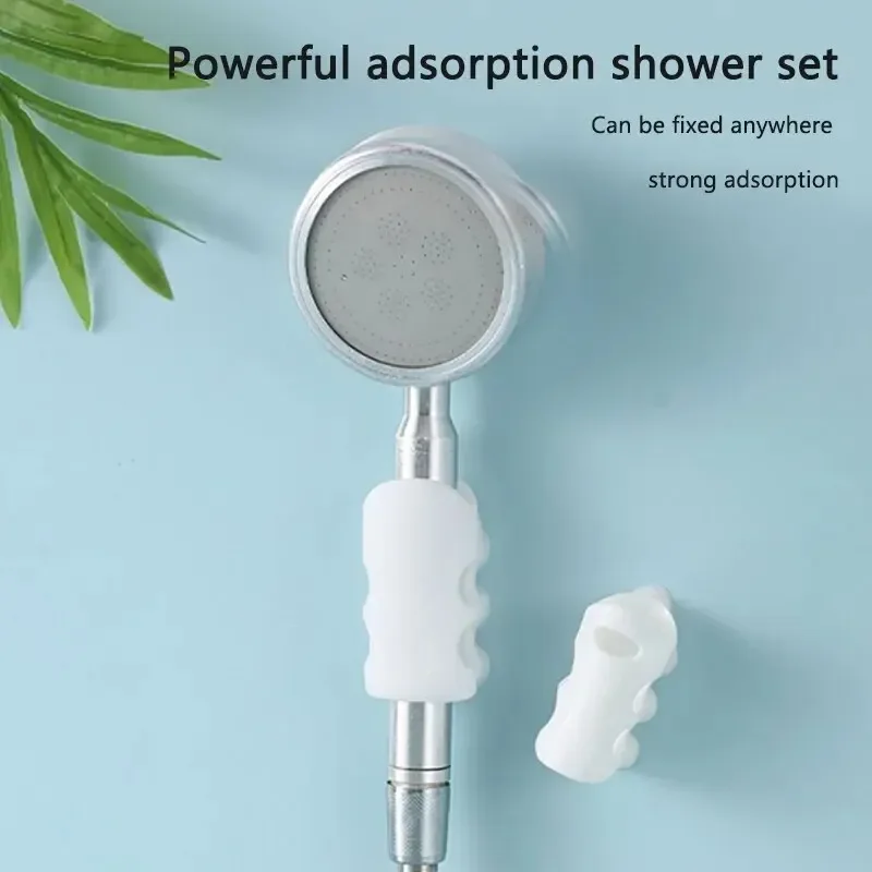 Creative Shower Head Holder Reusable Movable Suction Cup Holder for Bathroom White Caterpillar Shape Silicone Shower Suction