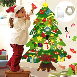 Festive DIY Felt Christmas Tree Decoration Kit with Ornaments - 1M (PA-32pcs   5M light)