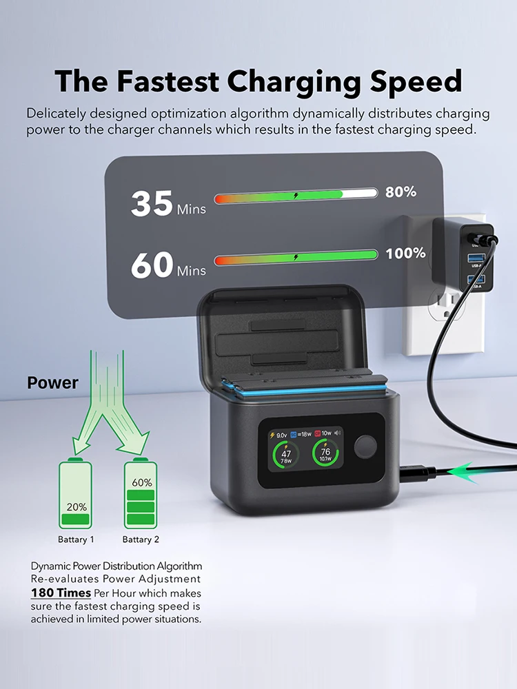 For Insta360 X5 Battery Charger Case Power Bank Portable Battery Charging Box Portable Battery Charger Action Camera Accessories