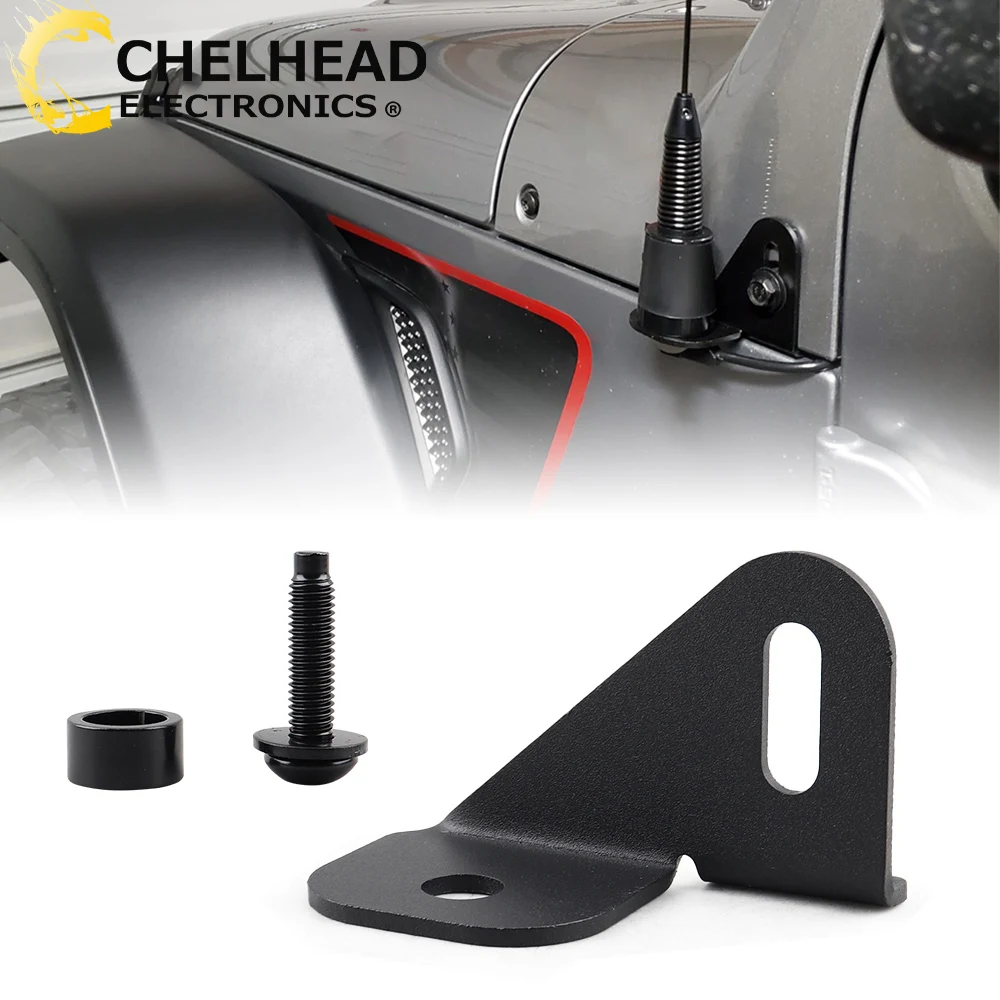 Left Side Hood CB Antenna Radio Mount Bracket Holder for Jeep Gladiator JT Wrangler JK JL TJ