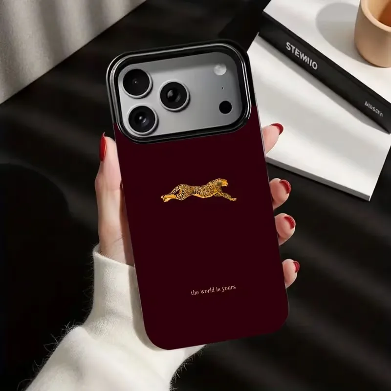 Chic Leopard Print Burgundy Matte Silicone Soft Phone Case Cover