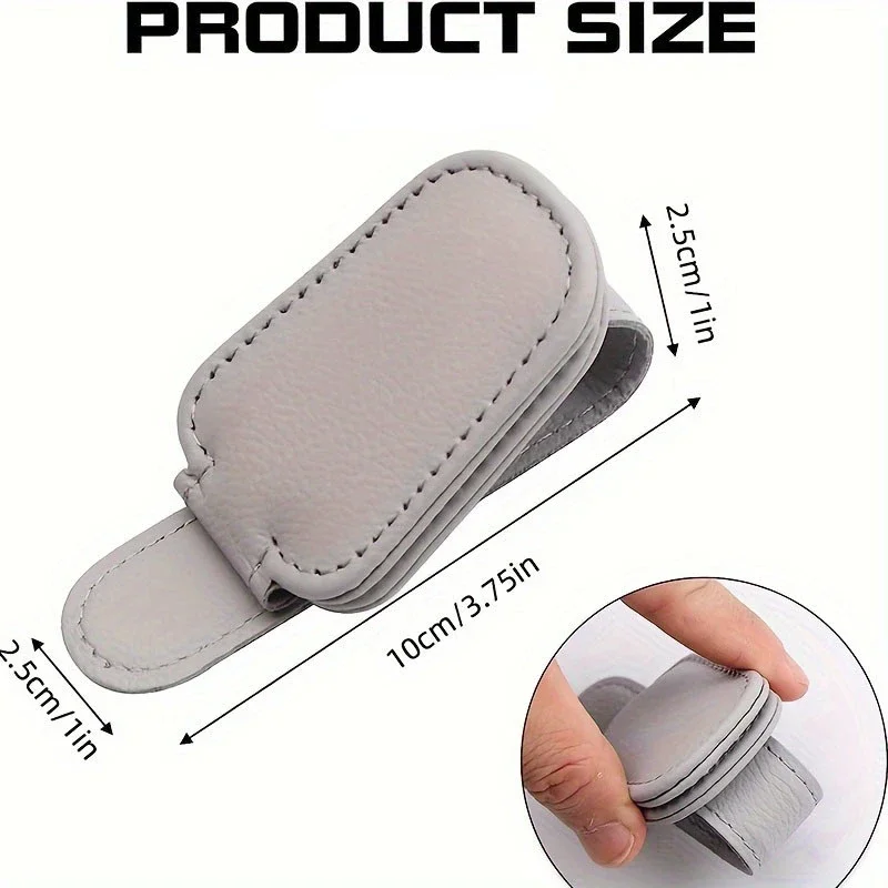 Sunglasses Holder Car Sunshades Magnetic Leather Sunglasses Clip Ticket Clip Car Sunshade Accessories 1Pcs
