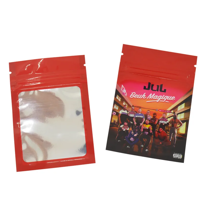 Small Zipper Plastic Bag Laser Pouch Zip Lock Pouch Small Packaging Cookie Cigar Bags With Clear Window 10PC