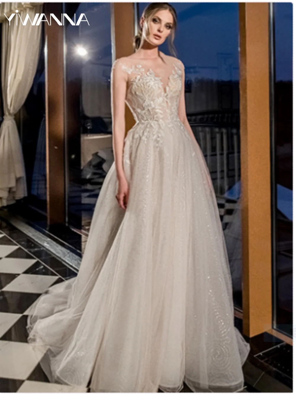

Sexy Sleeveless Backless Wedding Dress Classic Lace Appliques Dress For Bride Elegant A-line Long Bridal Gown Robe De Mariée