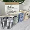 Large Capacity Plaid Fabric Storage Bag Portable Clutch Make Up Pouch Fashion Coin Key Bag Sanitary Napkin Pads Zipper Pouch 2