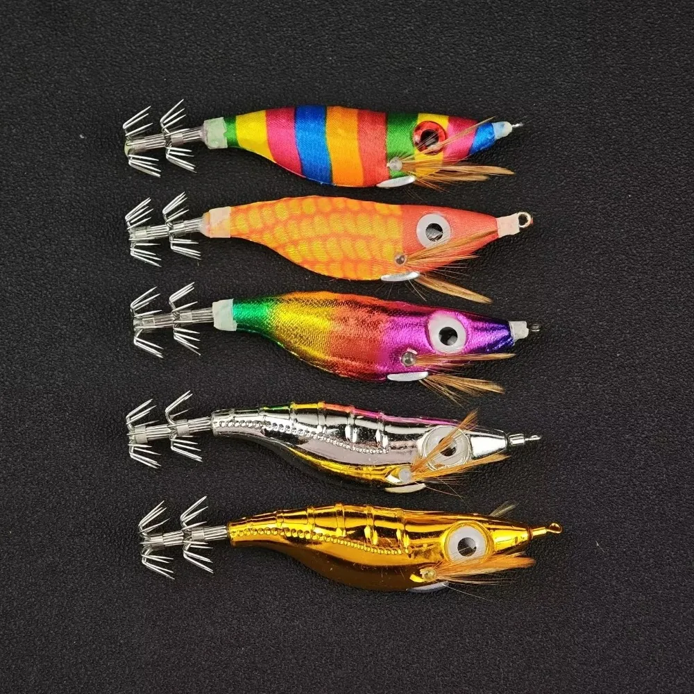 10er-Set Horizontal Egi Set 10cm Leuchtender Horizontaler Tintenfisch-Jig-Haken Garnelen-Angelköder Salzwasser Oktopus Tintenfisch UV-Garnelenköder – Detail 2