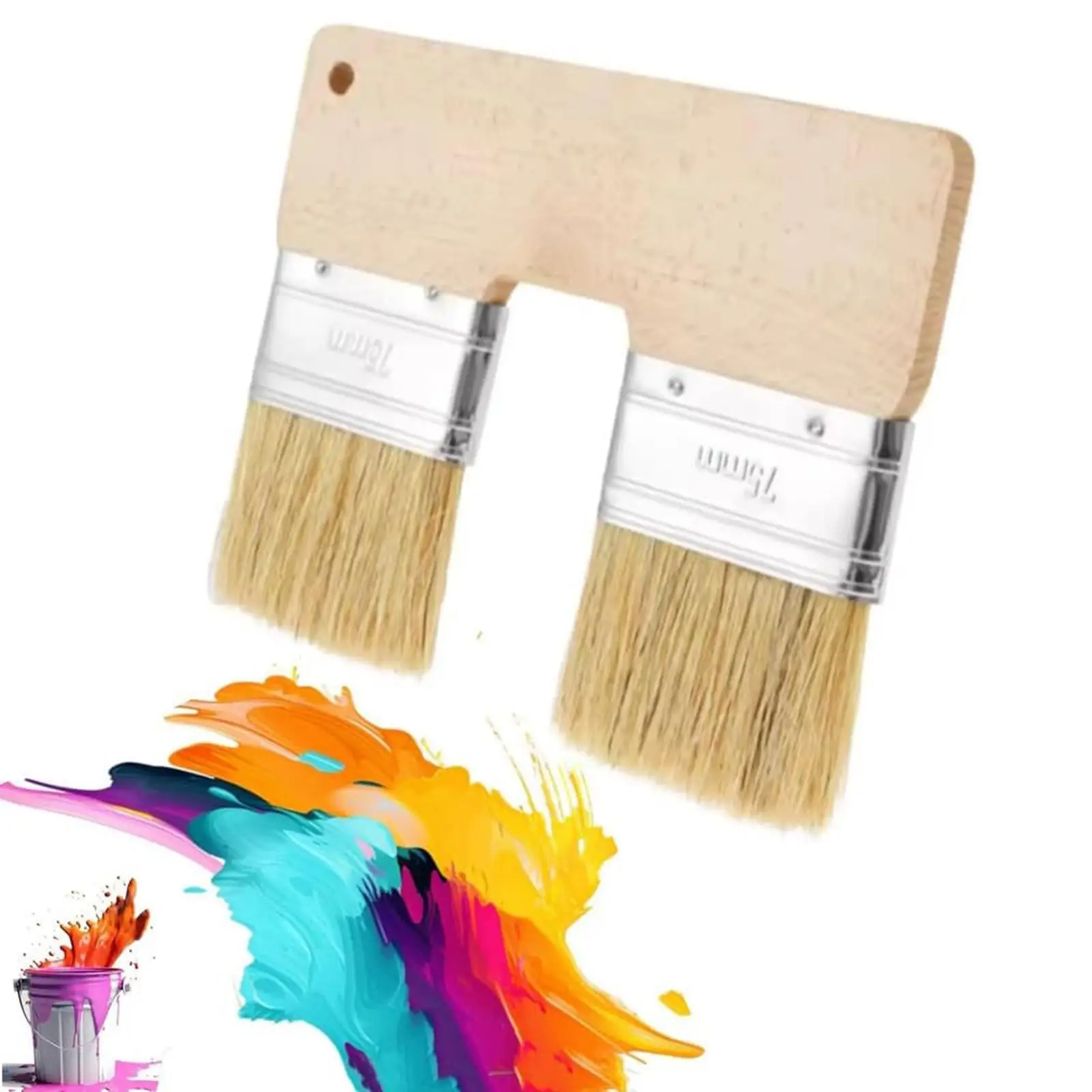 Double Paint Brush Professional Double Heads Painting Brush Flat Wide Stain for Glues Stains Oil Varnish Paints