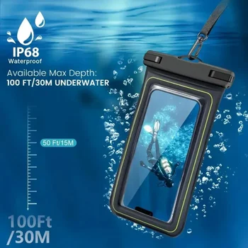 Nuovo IP68 Custodia da nuoto impermeabile Custodia per telefono Borsa impermeabile Airbag Touch Screen per iPhone Samsung 6.8 "Tutto i telefoni cellulari