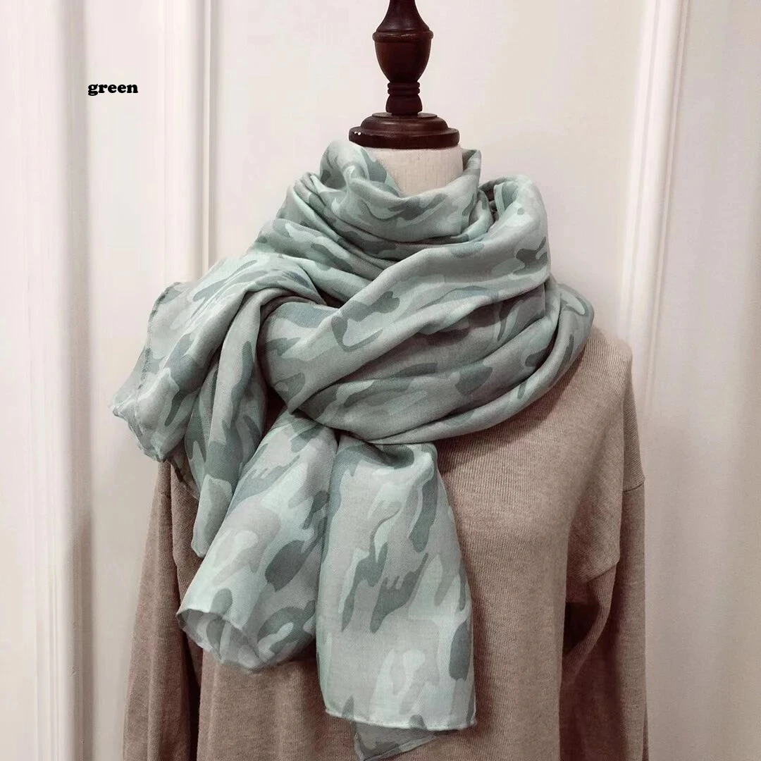 

2022 Newest Women Camo Pattern Scarf Cotton Voile Scarf Shawls