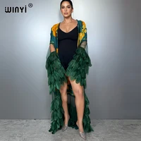 WINYI moyen-orient mode kimonos abaya dubaï luxe pour femme Sexy dentelle cardigan tenues de plage plage couvrir maxi manteau caftan 1