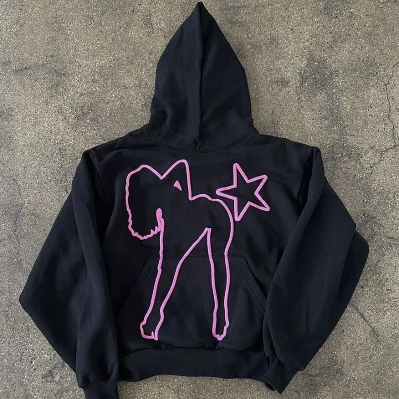 

American Y2k Women Hooded Sweatshirt Graphic Print Harajuku Men and Women Fashion Oversized Hip Hop Street Hoodie Tops