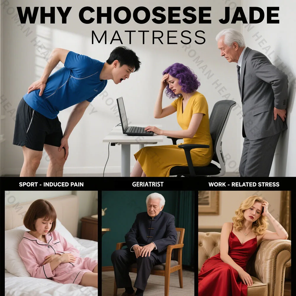 Jade Tourmaline Germanium Heating Massage Pad 50x150cm Far Infrared Therapy Pain Relief Sleep Aids Wellness Full Body Relaxation