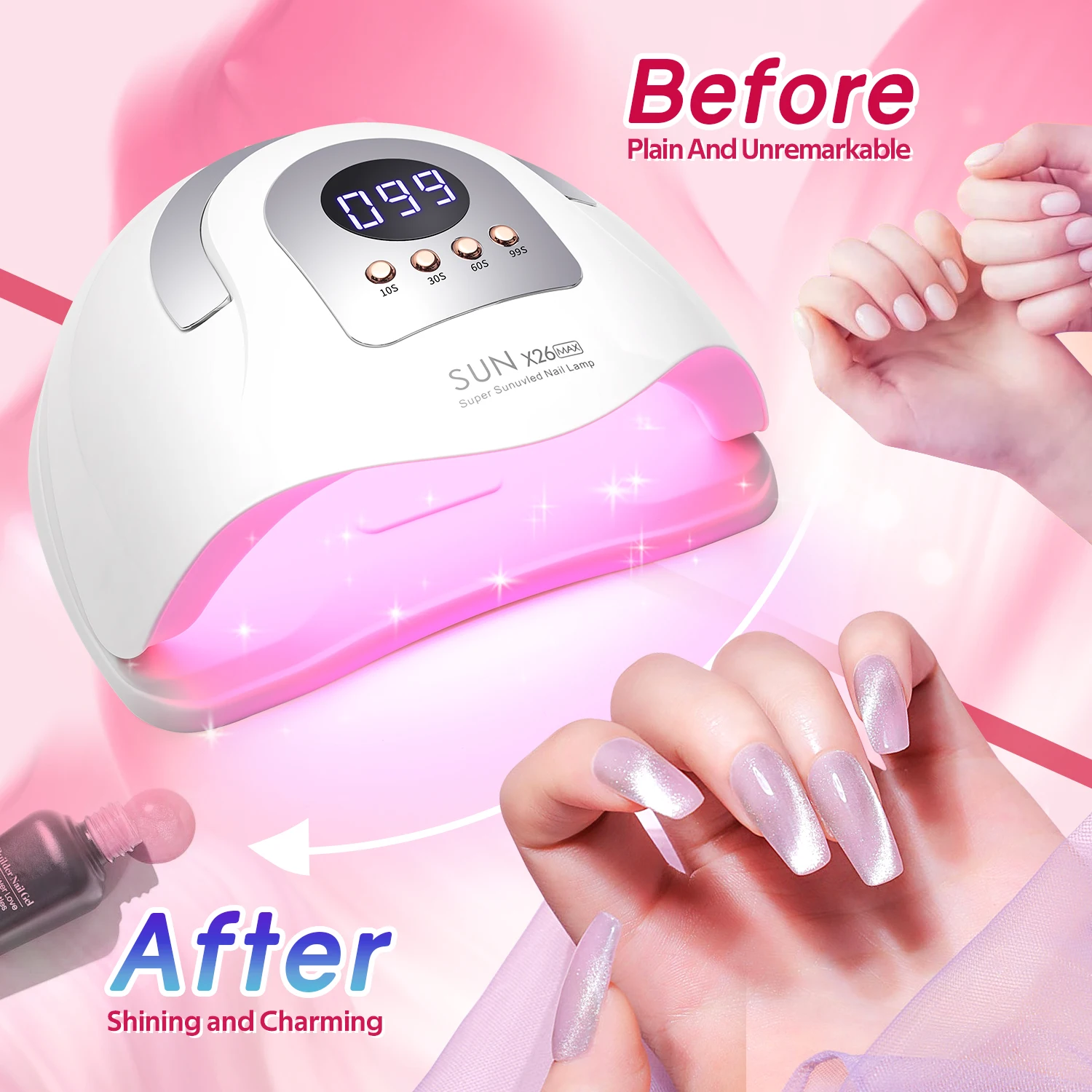 DianaBeauty 380W LED UV Lamp Dryer for Nails Gel Polish Drying Lamp with 4 Timer Setting Auto Sensor Professional Nail Light 5