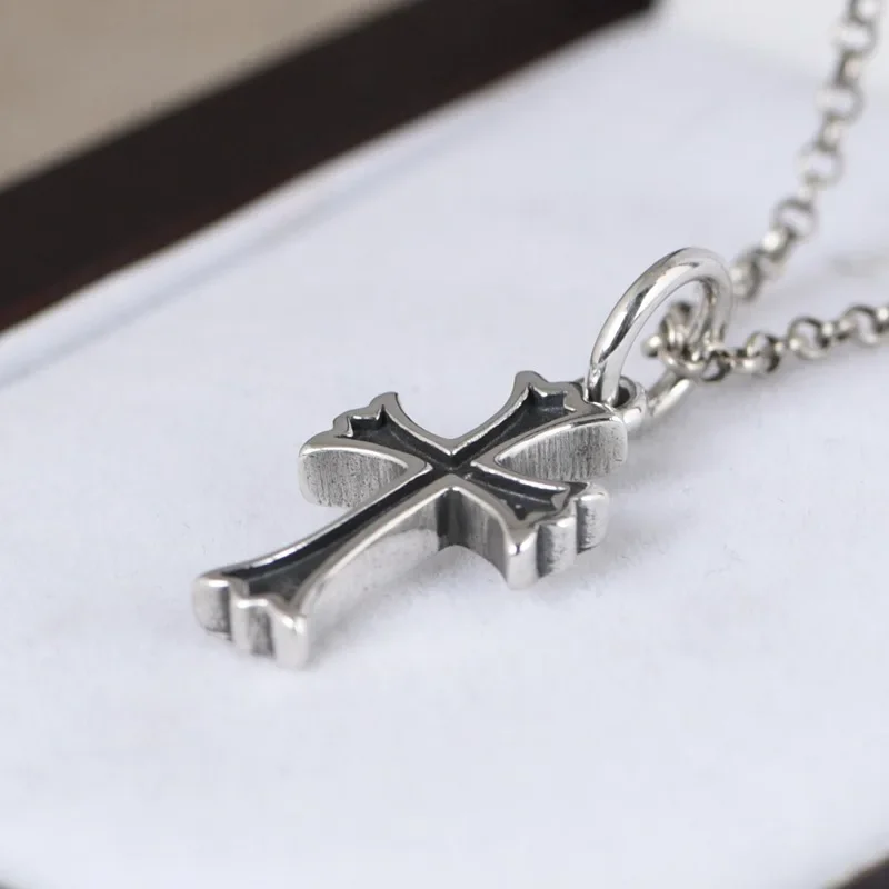 New Real S925 Silver Fashionable Cross Pendant For Women Simple And Compact Punk Style Jewelry Accessories Free Shipping