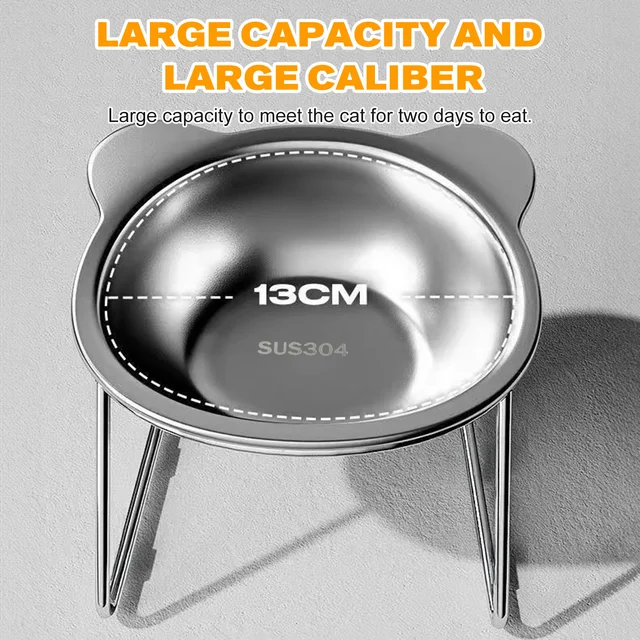 Stainless Steel Cat Bowl with Stand Anti Cervical Spondylosis Pet Raised Food and Water Dish for Cats and Dogs Dual Use Feeder 4