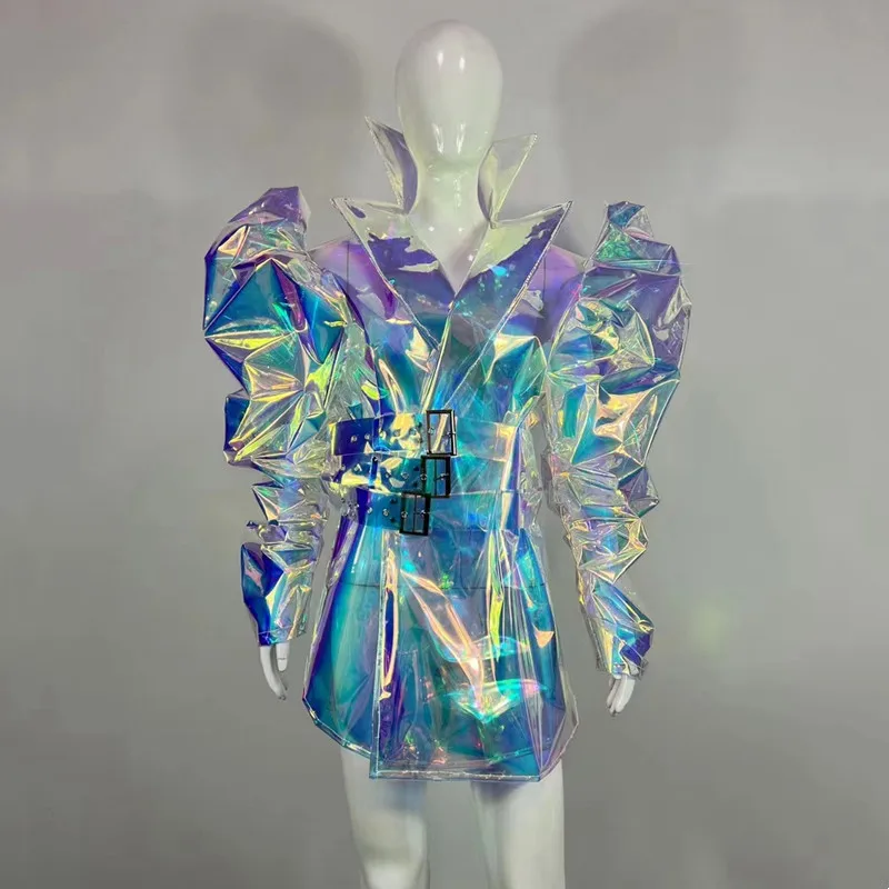 

Glitter Laser Coat Drag Queen Costume Fashion Nightclub Bar Party Rave Male Women Singer Dancer DJ Gogo Performance Stage Wear