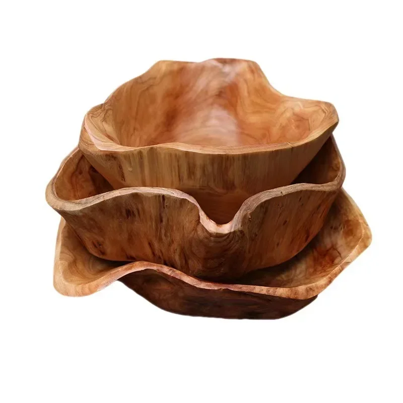 Handmade Natural Wood Fruit Tray Wooden irregular Bowl Snack Sushi Bread Dessert Candy Plate Salad Trays Home Decoration 4