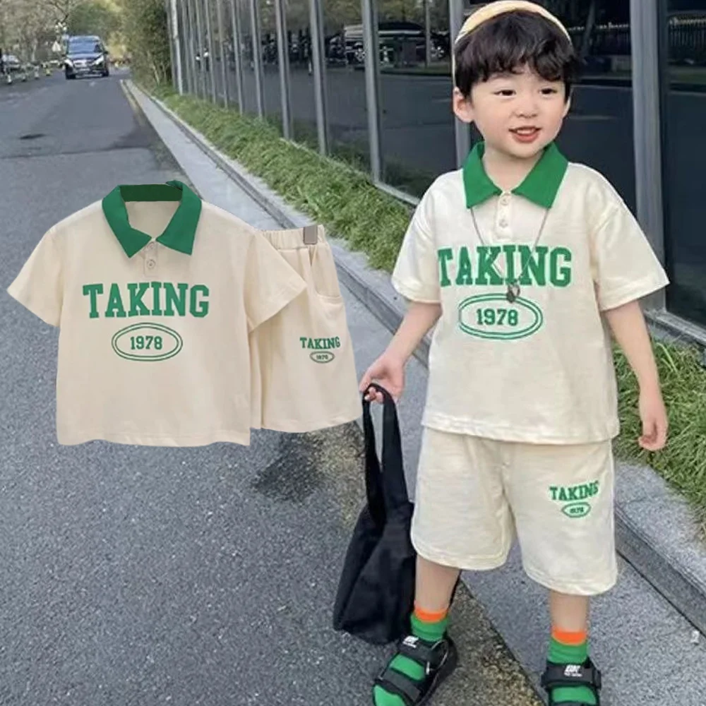 

Baby Girls Boys Clothes Set Toddler Letter Print Short Sleeved Blouses +Short 2pcs Outfits 2023 Summer Children's Handsome Suit