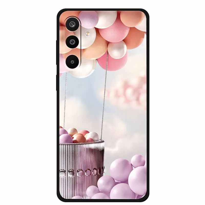 Floral Printed Silicone Phone Case - Black TPU Cover