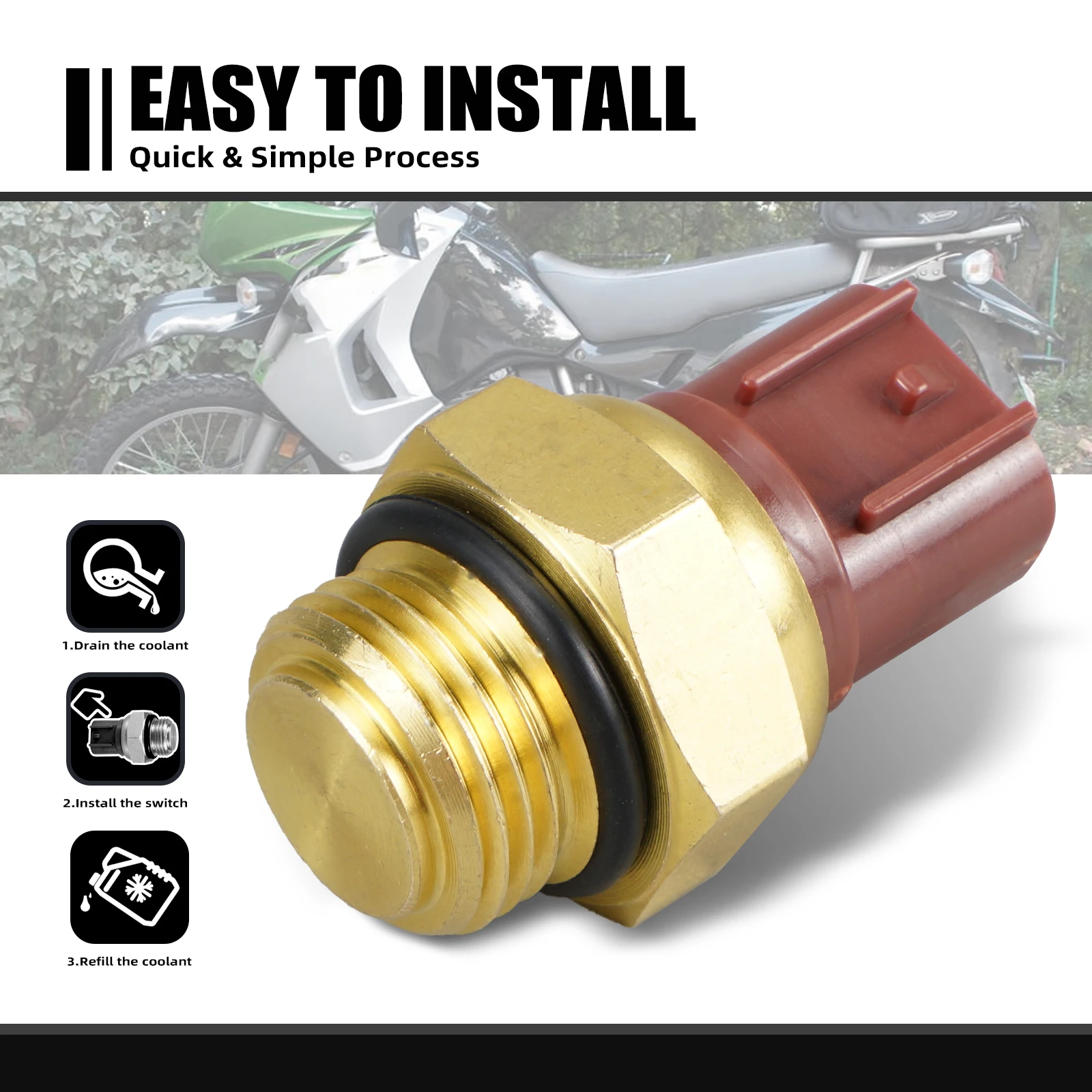 Motorcycle cooling fan Thermostat Radiator Fan Switch for Yamaha R6 1999-YFZ450 2007-2013 GRIZZLY 450 2007-2014 GRIZZLY 660 2002-2008