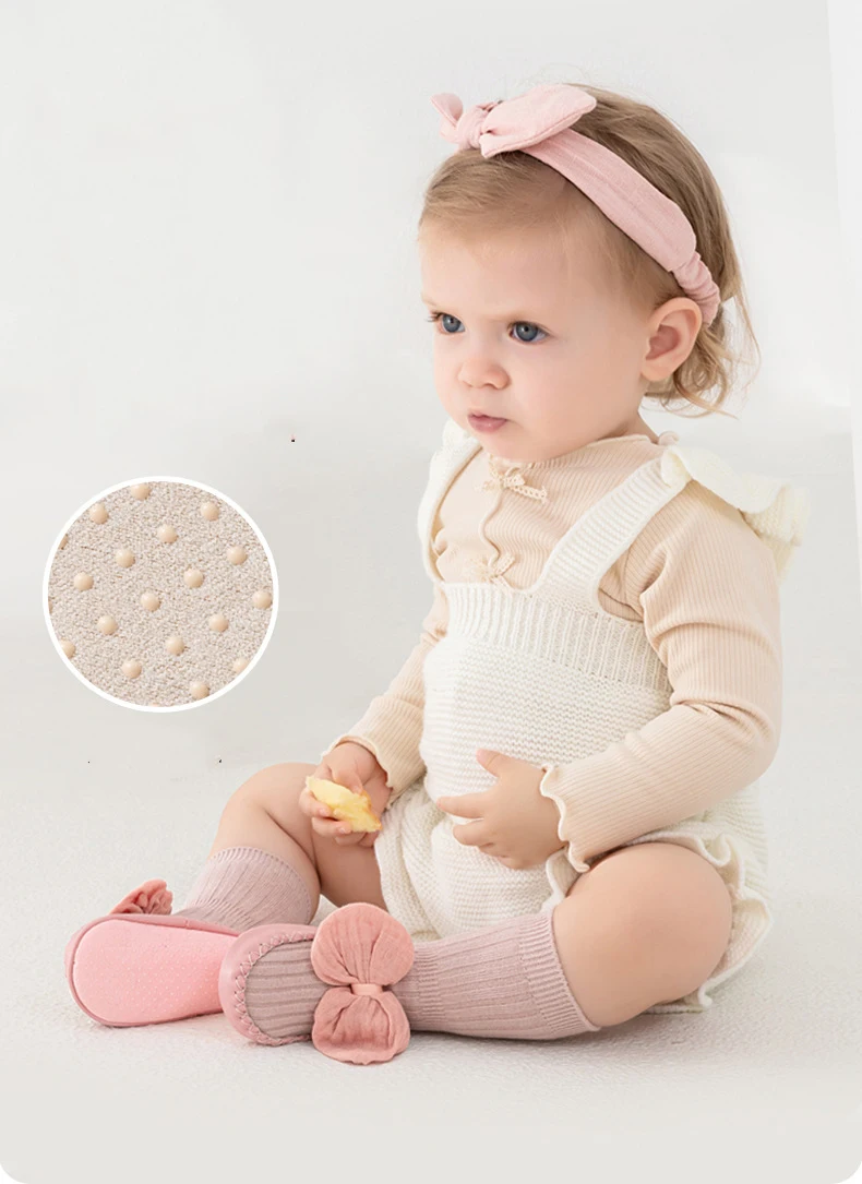 Description Picture 2 of itemBaby Girl Socks Slippers Newborn Floor Socks Shoes For Girls Anti Slip Bow Sweet Toddlers Indoor Socks Shoes For Girls