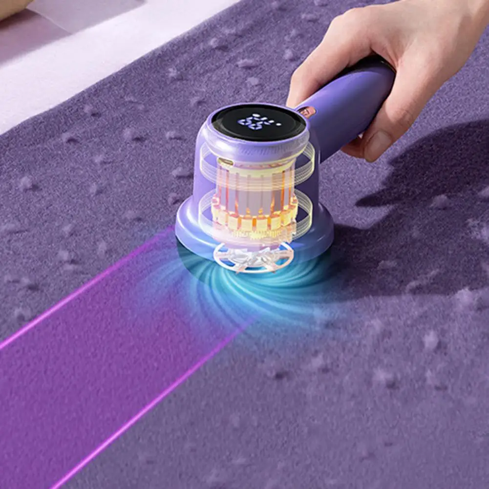 Fabric Shaver Lint Remover Rechargeable LED Display Adjustable Speed 6-Blade Cutter Clothes Pilling Sweater Trimmer