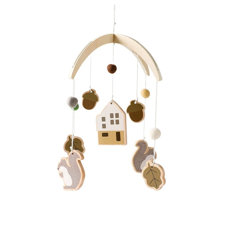 

Wooden Hand Woven Mobile Newborn Music Box Bed Bell Hanging Toys Holder Bracket Infant Crib