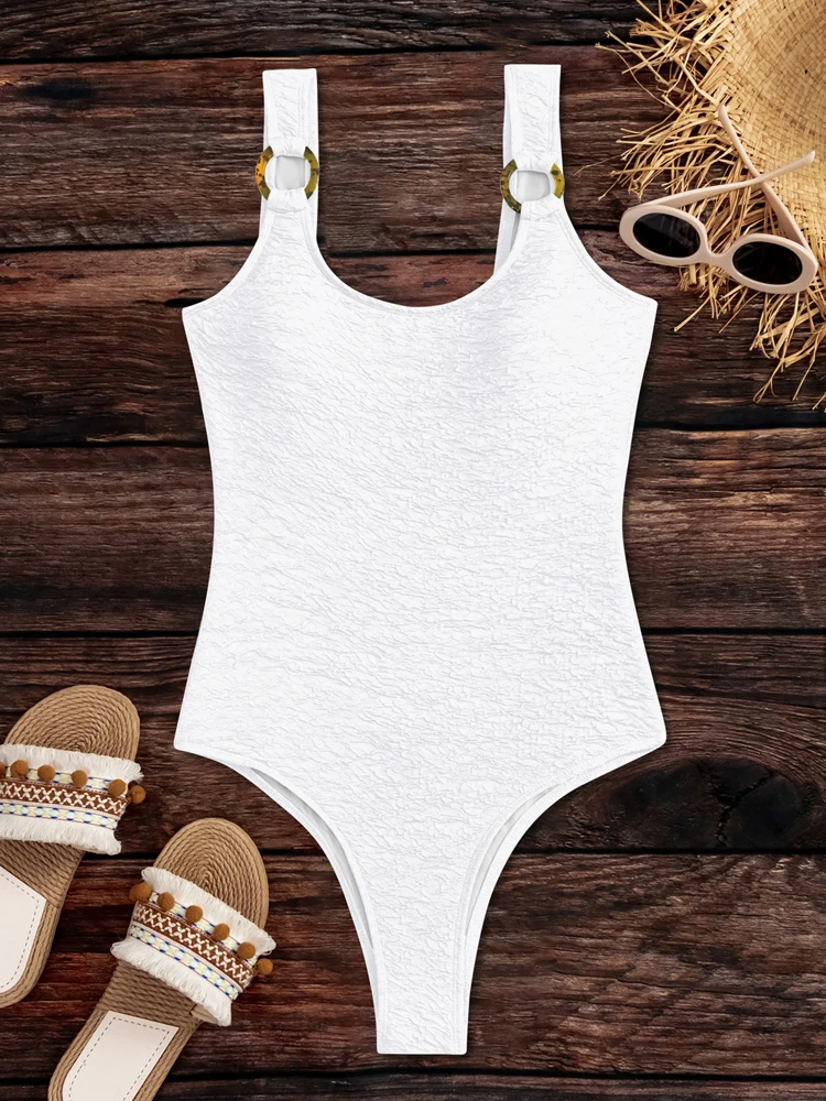 Vigoashely Solid 2025 Hollow Strapped Swimwear Women Sexy Push UP One Piece Swimsuit Monokini Backless Beach Summer Bathing Suit 5