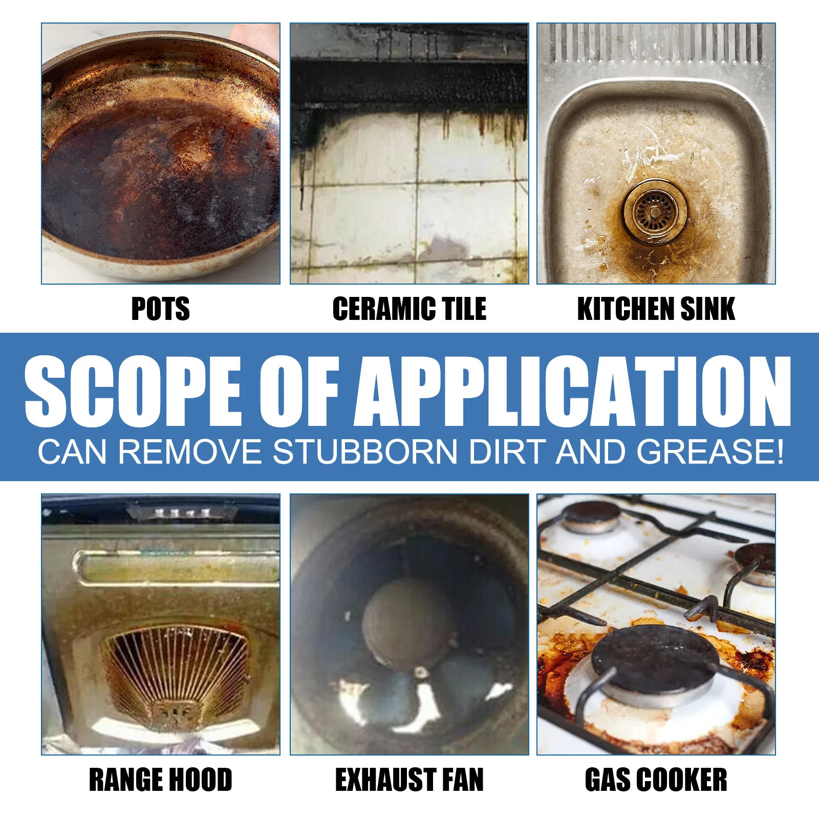 Kitchen Cleaner Spray Effective Grease Cleaner Hood Stove Rust Stain Remover Magic Degreaser Multipurpose Household Foam