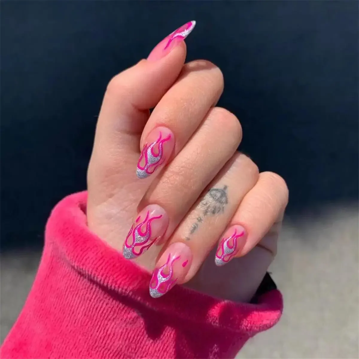 24-Piece Medium Long Acrylic Press-On Nails Set - Trendy Spice Girls Edition