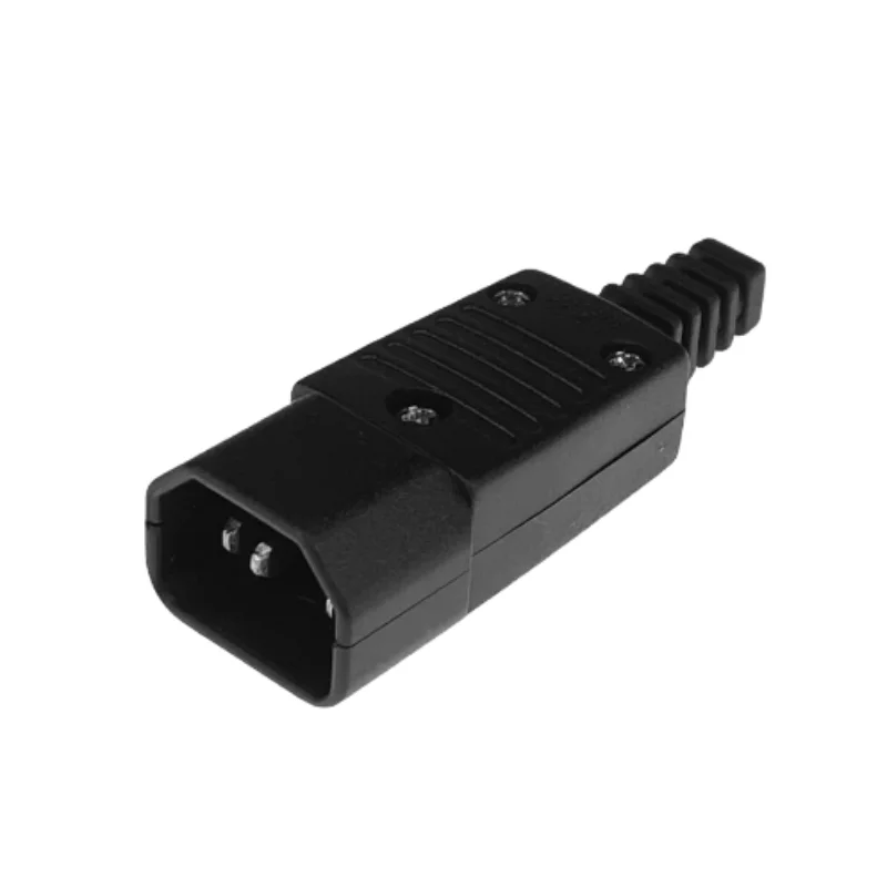 IEC 직선 케이블 플러그 커넥터 C13 C14 C15 10A 250V 검정색 암수 플러그 재배선 가능 전원 커넥터 3핀 AC 소켓