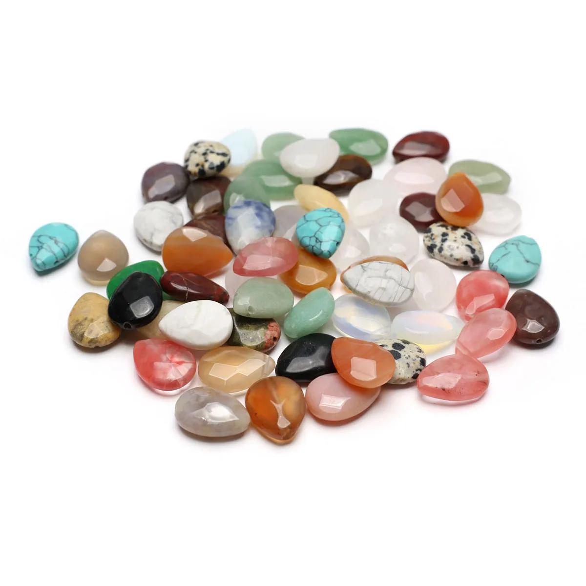 30PCS Wholesale Water Droplet Shape Faceted Natural Stone Beads Charm Jewelry Making DIY Necklace Bracelet Accessories Gift