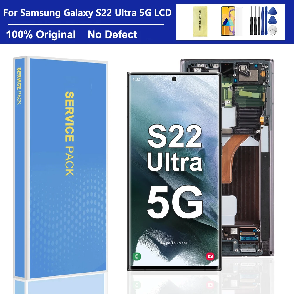 100% Originele 6.8 ''Display Voor Samsung S22 Ultra Lcd Touch Screen ...