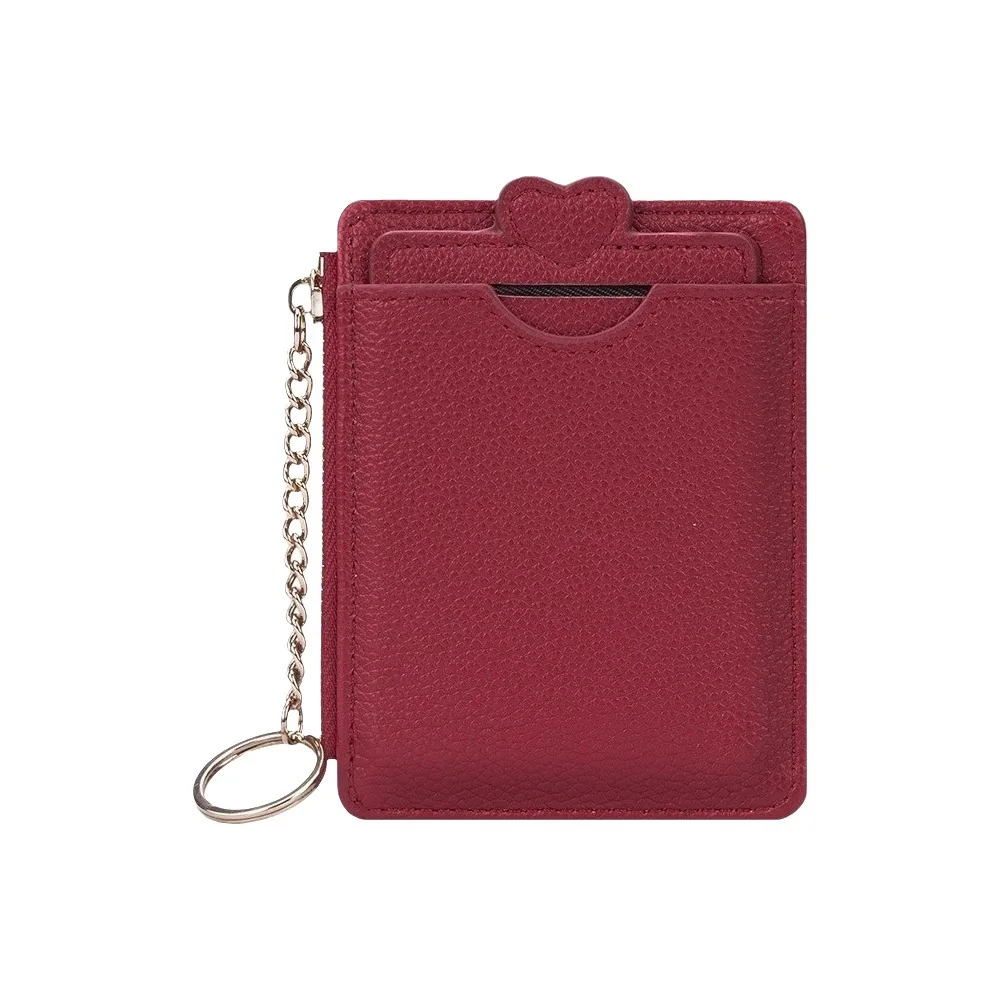 Fashion Love Heart Woman Wallet Zipper Multi-card Slot Short Card Bag PU Leather Multi-functional Cartoon Card Holder Lady 8