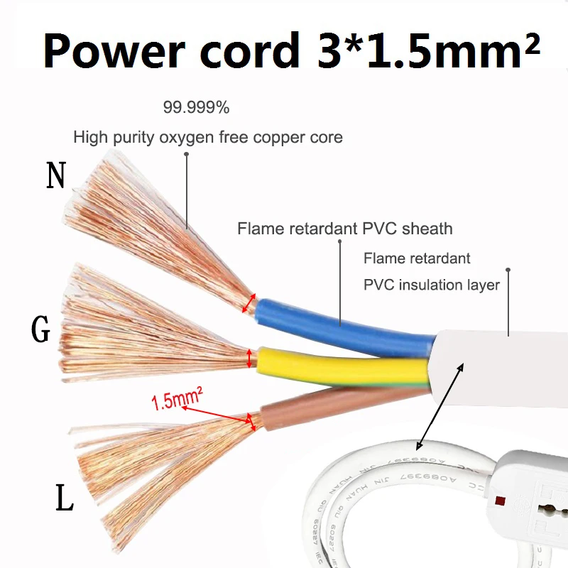 Power Strip CN EU AU Plug Multi 7 holes Universal Outlet Socket Home Electronics Extension Cord Small Socket 0.5/1.5/5/10/15/20M 5