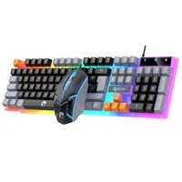 Single keyboard and keyboard mouse RAIKU T26 Three tone Luminous Keyboard Mouse Wired Mechanical Touch Gaming Mouse Keyboard Set 2