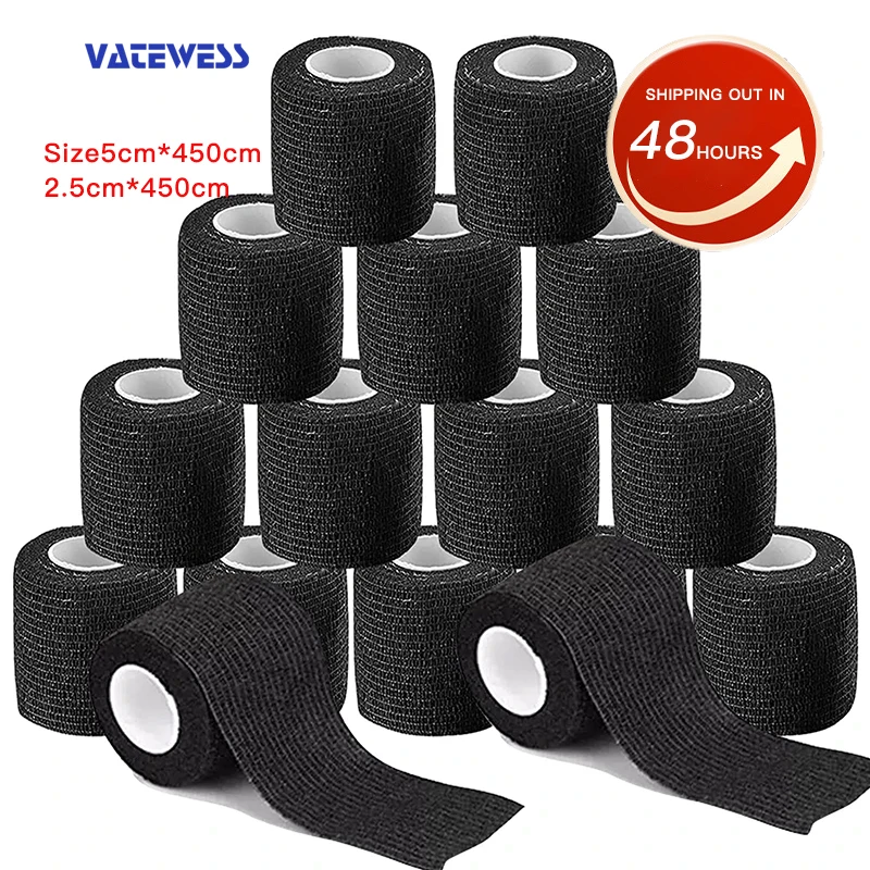 1pcs Black Tape Tattoo Handle Bandage 450cm Sport Wrap Tape Self Adhesive Elastic Bandage Tape Permanent Makeup Accessories