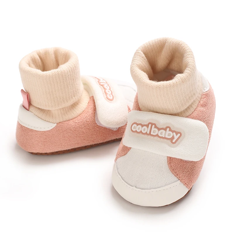Cute Baby Color blocked Children's Shoes Men's and Women's Flat Shoes Elastic Rope Anti slip Warm Comfortable Socks 0-18M