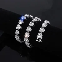 45CM nouveau Hip Hop Tennis chaîne Bracelet collier brillant coeur strass CZ mode Rock fête bijoux 5