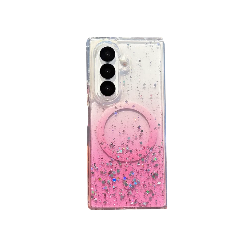 Glitter Star Transparente magnetische Hülle für Samsung Galaxy Z Flip 3 4 5 6 7 SE Z Fold 3 4 5 6 7 für Magsafe Wireless Charge Cover – Detail 8