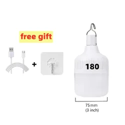Rechargeable LED Camping Lantern with High Brightness and Hook - 180W