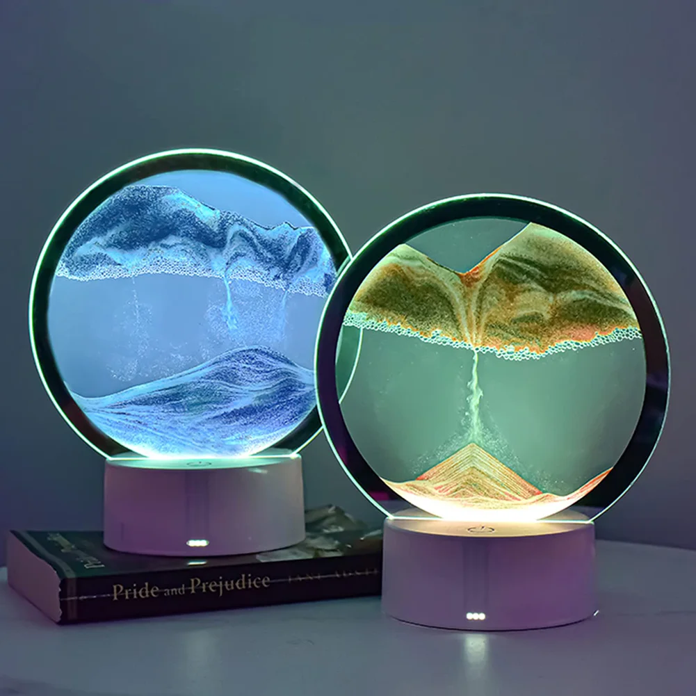 Creative Quicksand Night Light 6 Colors 3D Sand Painting Table Lamp LED Night Light Bedroom Decor Sand Gift Hourglass Lamp